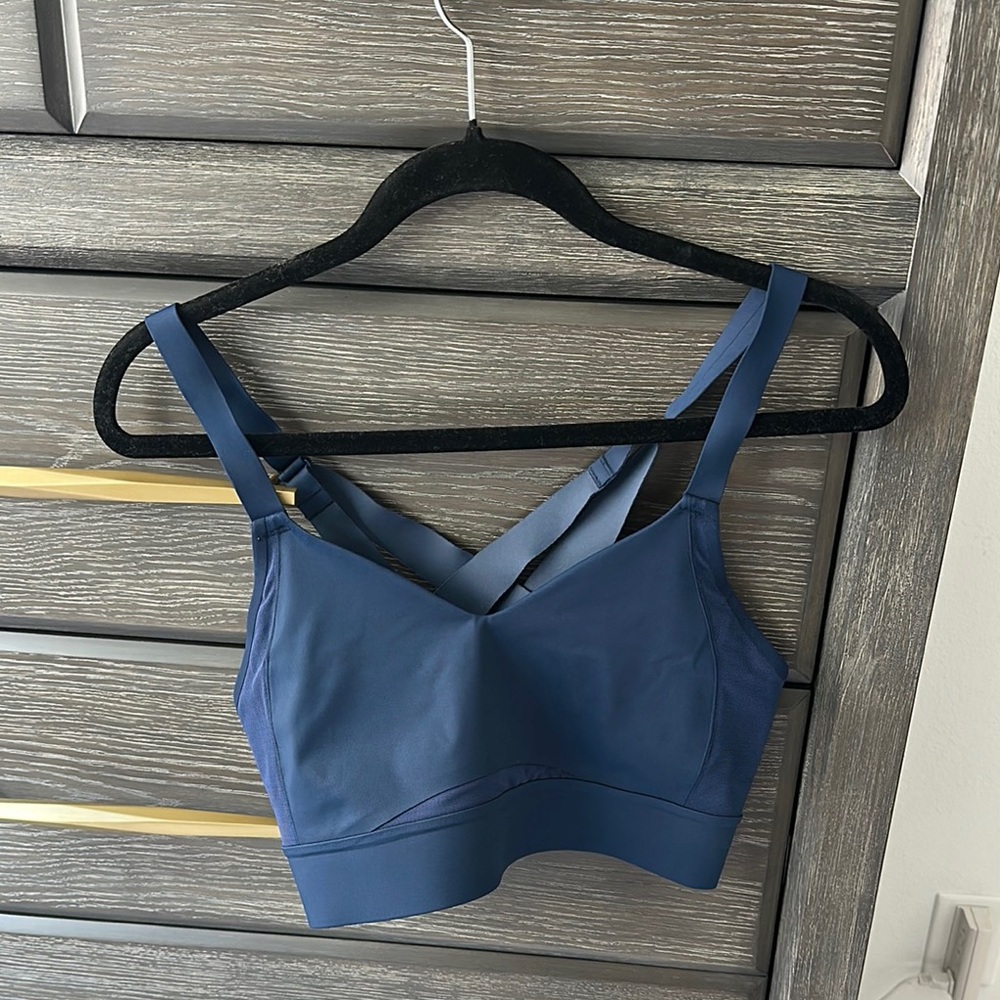 Brooks Blue Sports Bra with Criss-Cross Straps